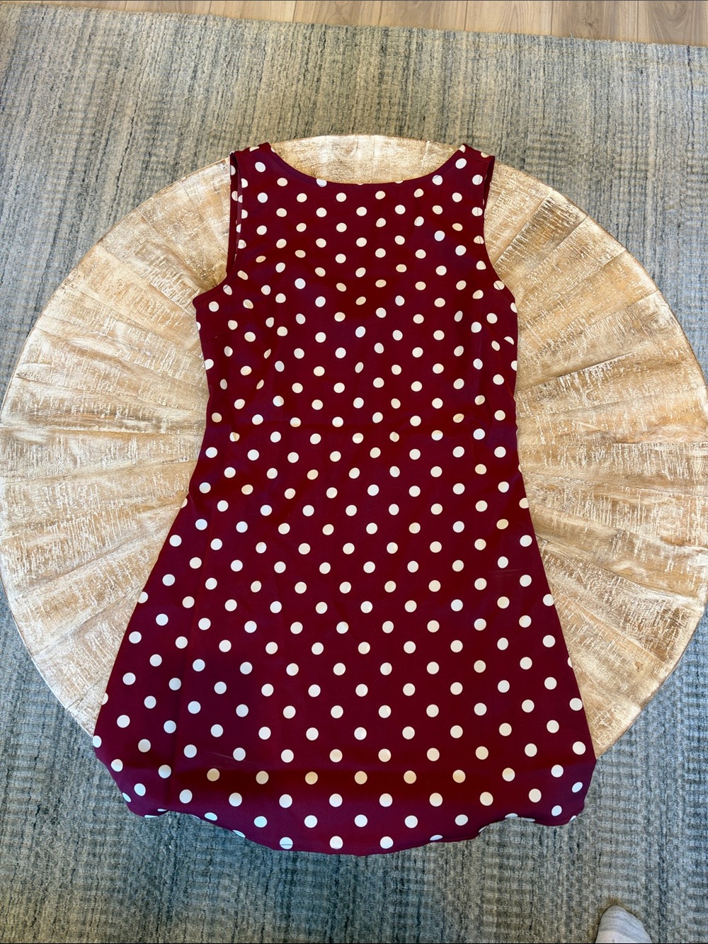Women’s Burgundy Polka Dot Sleeveless Dress